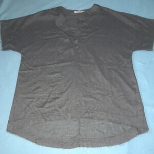 MISSLOOK tunic short sleeve raw edges lightweight v-neck high low gray size 2XL
